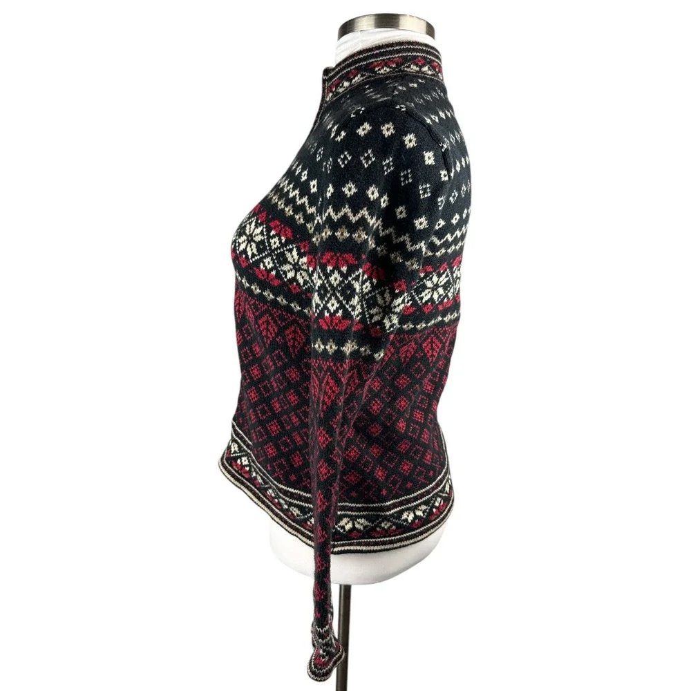 Nomadic Traders Full Zip Cardigan Sweater Red White Black Ramie Cotton Medium - Picture 9 of 16